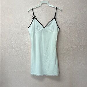 Elegant White Slip Dress with Black Accents